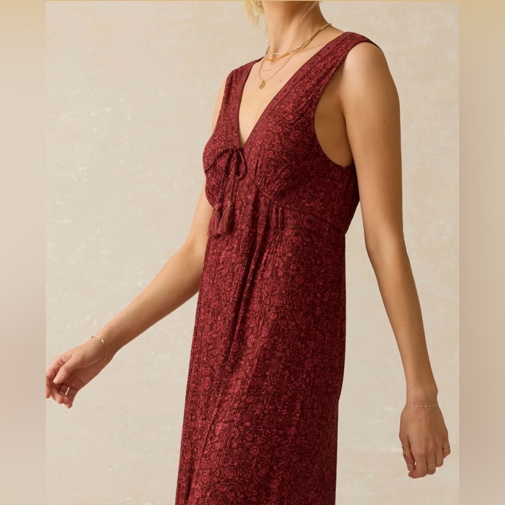 NWT Faherty Eden Dress in Belmont Floral Burgundy (size S) - Picture 3 of 5